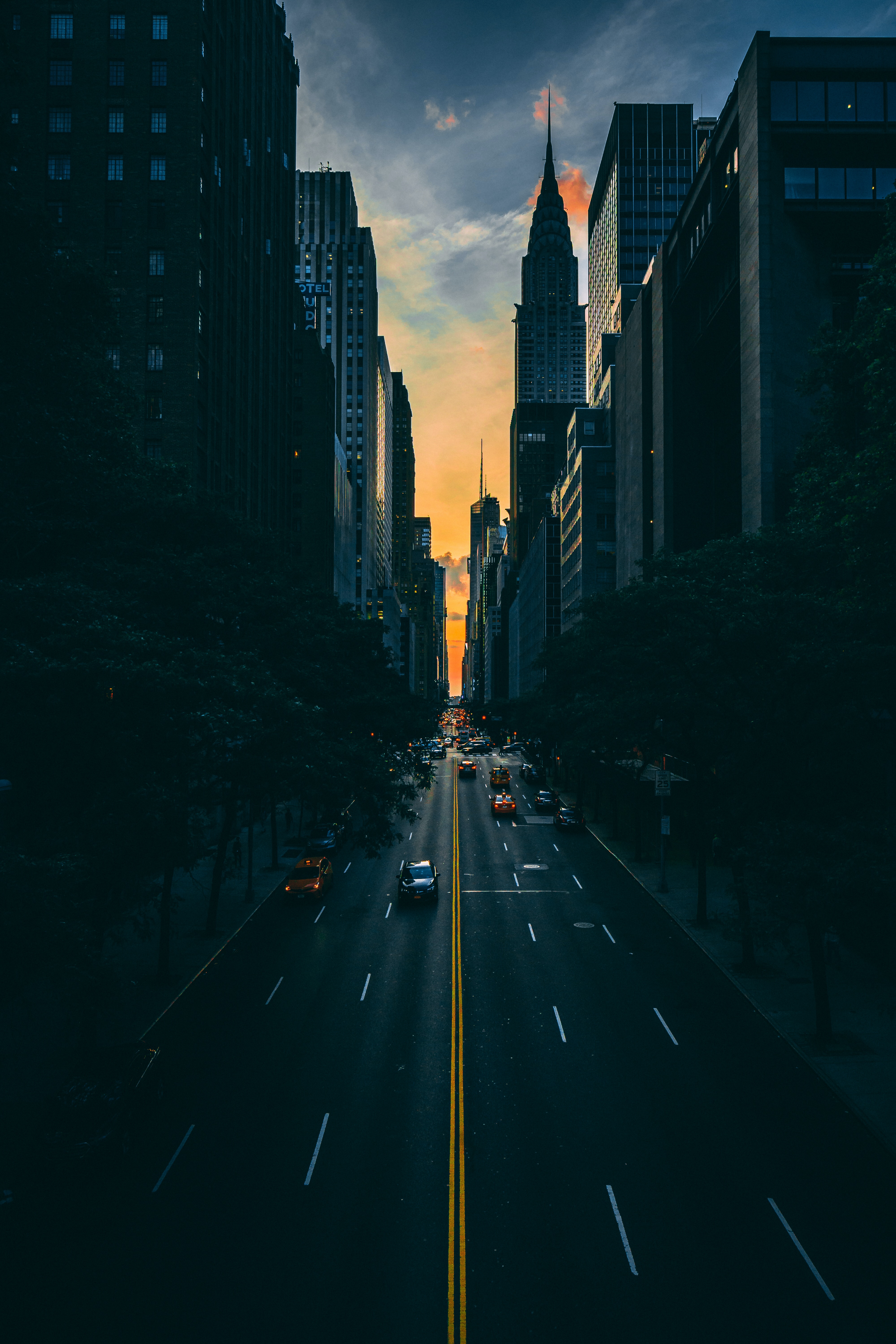 aerial image of cars driving in new york city